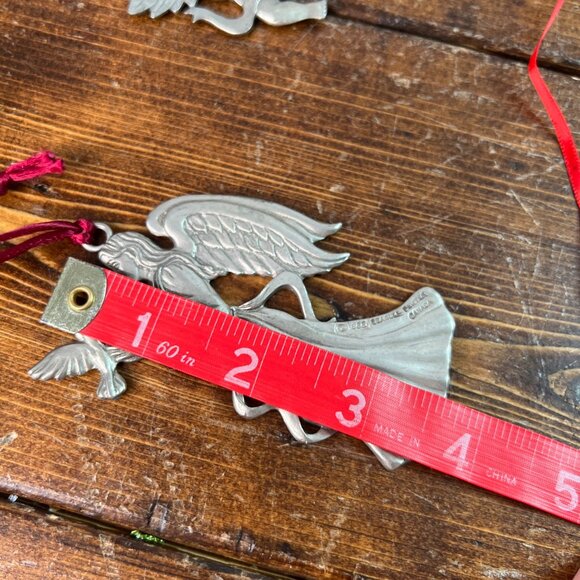 Seagull Pewter Angel & Cherub Christmas Ornaments Set Of 3 Red Ribbon Canada - Picture 11 of 12